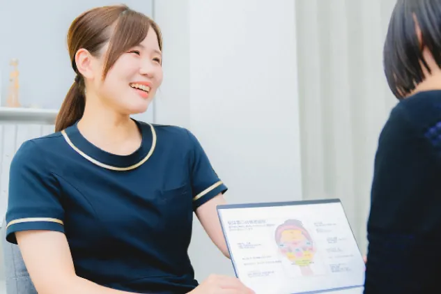 タブレットを使った肌チェックとカウンセリング